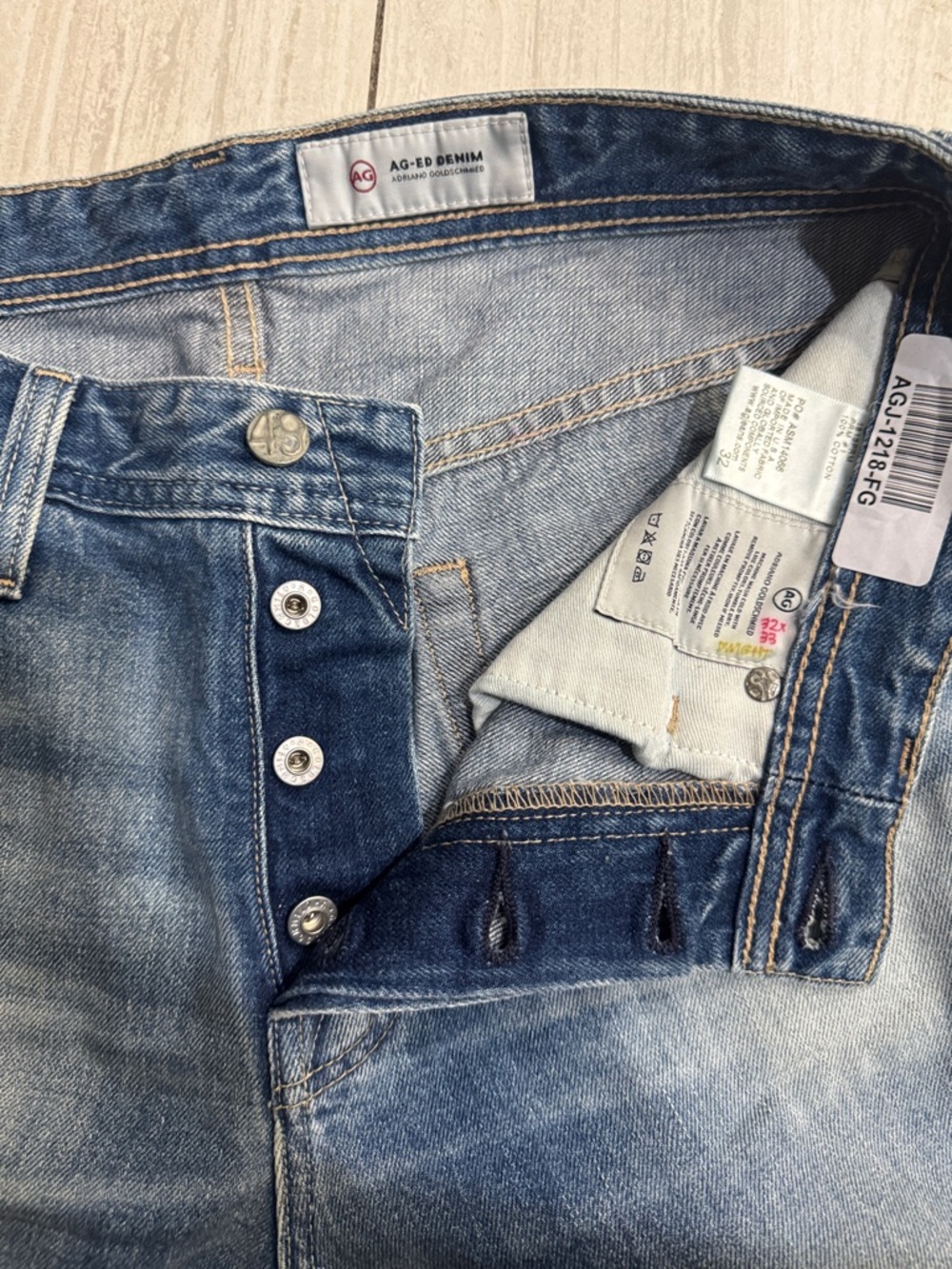 Ag Adriano Goldschmied Men's Straight Leg Denim Jeans - Blue Wash - Picture 6 of 9